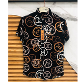 Men Gold Versage All over linen shirt